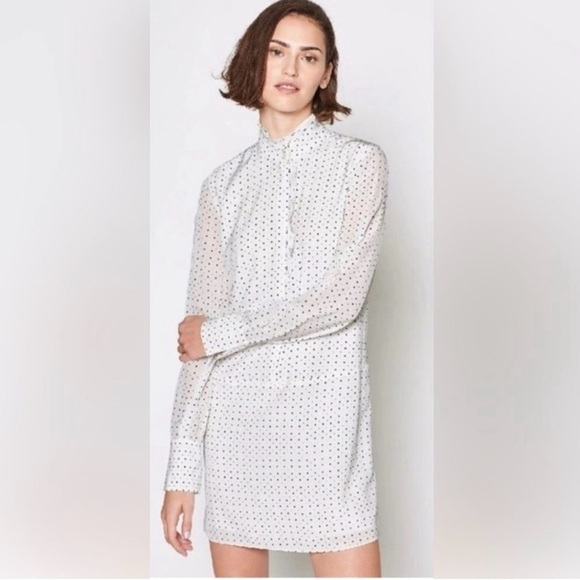 Joie Prynn Porcelain Print Shift Dress Frilly Pleated Long Sleeve XS NWT - Picture 1 of 12